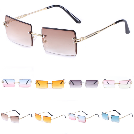 Fashion Metal Rimless Square Sunglasses with Gradient Lenses J10708