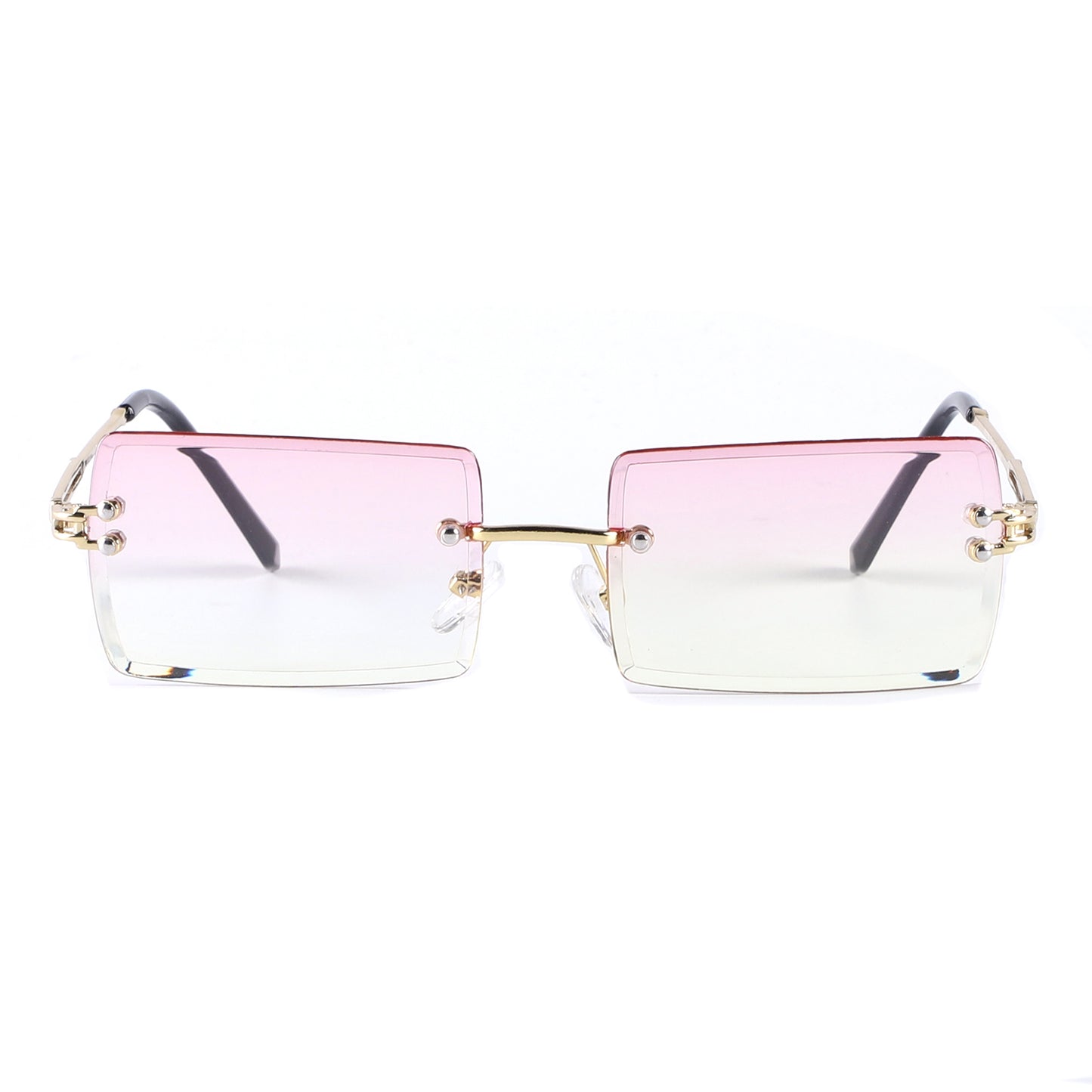 Fashion Metal Rimless Square Sunglasses with Gradient Lenses J10708