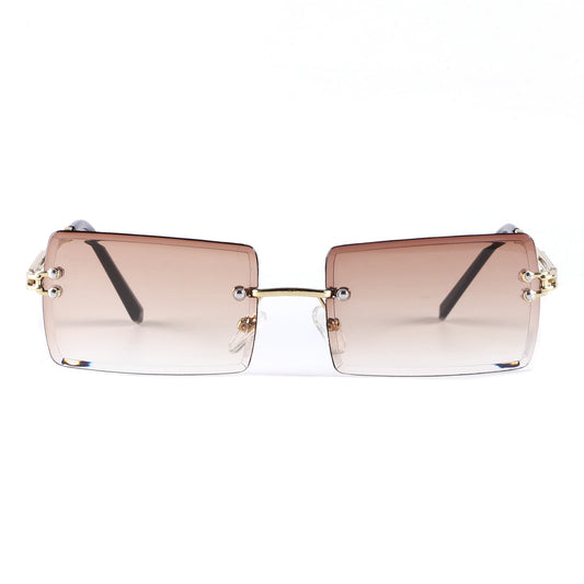 Fashion Metal Rimless Square Sunglasses with Gradient Lenses J10708