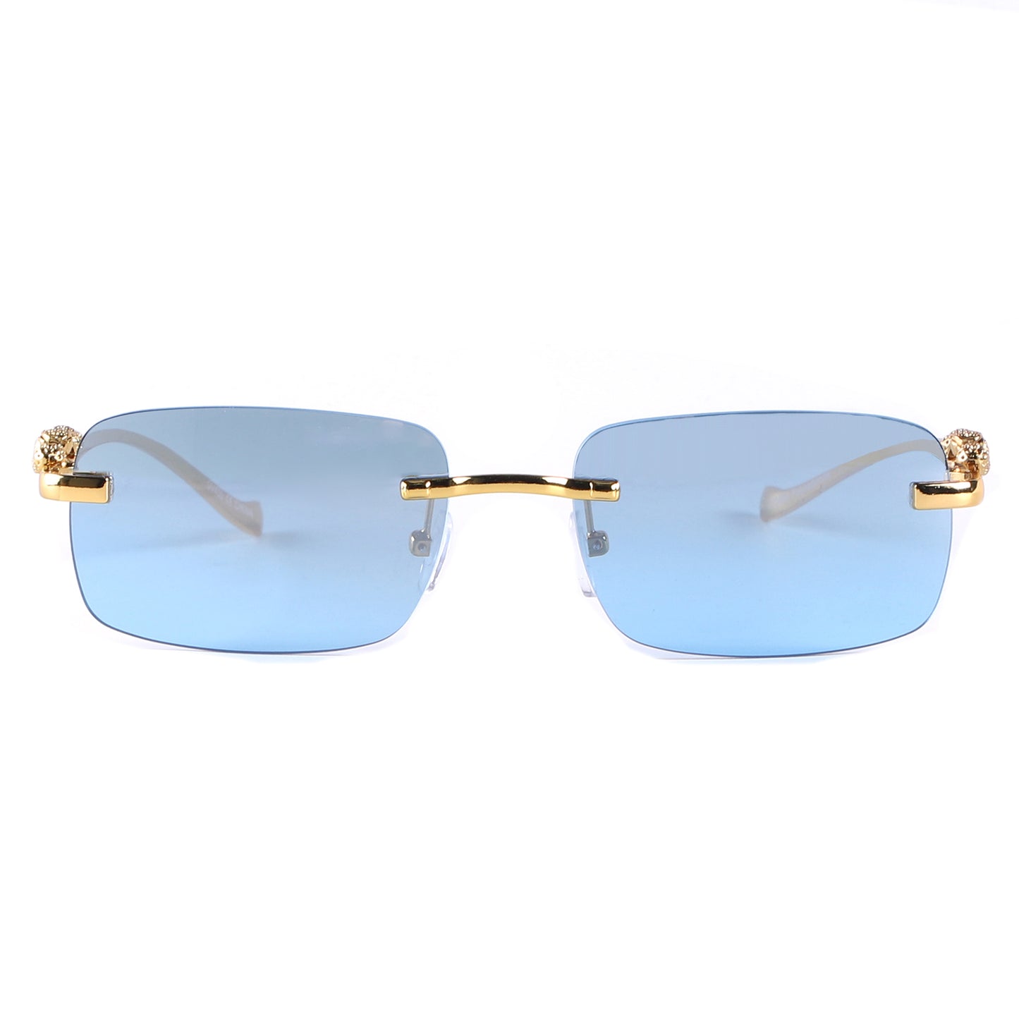 Sleek Rimless Glasses with Panther Temple Motif J10800
