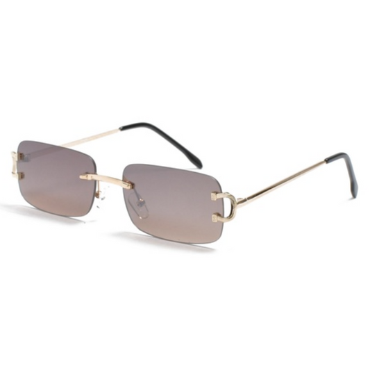 Ultra-Light Rimless Gold Temple Sunglasses J10807