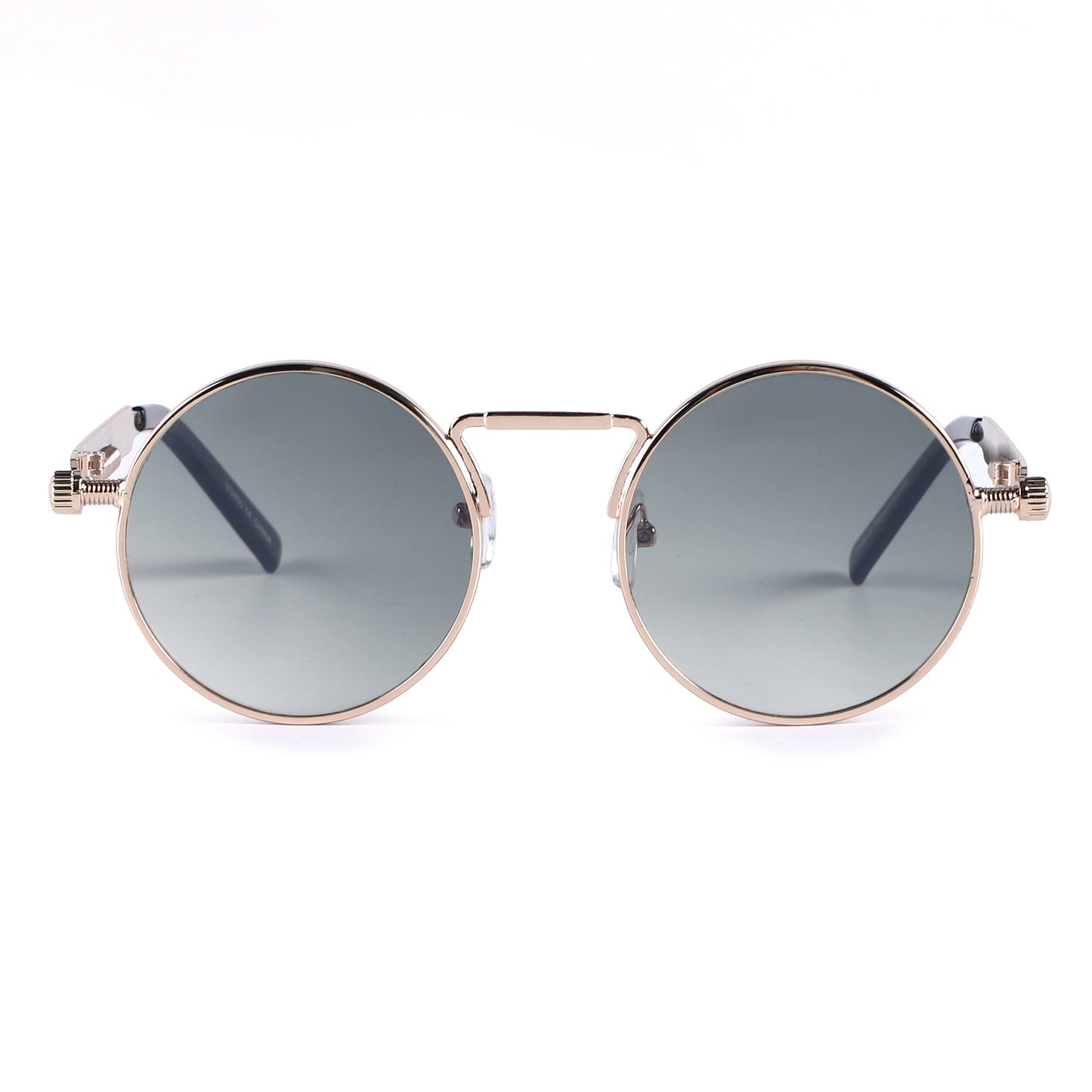 Vintage Round Metal Sunglasses with Signature Coil Temple Detail J10913