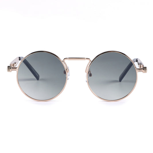Vintage Round Metal Sunglasses with Signature Coil Temple Detail J10913