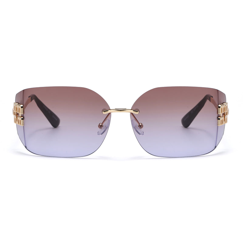 Frameless Designer Sunglasses with Signature Gold Accent J11146