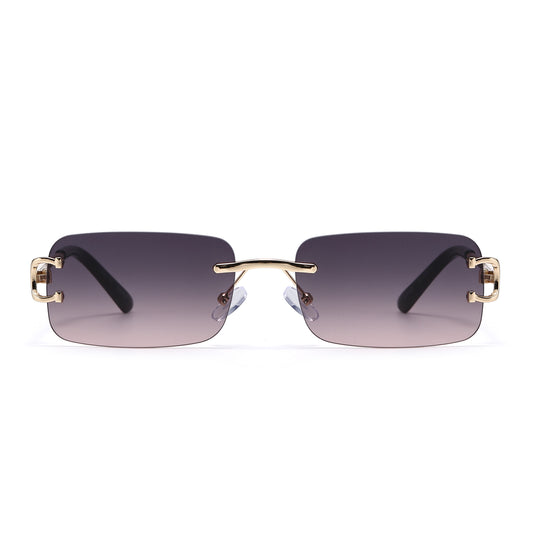 Trendy Unisex Gold Rimless Rectangle Sunglasses J11149