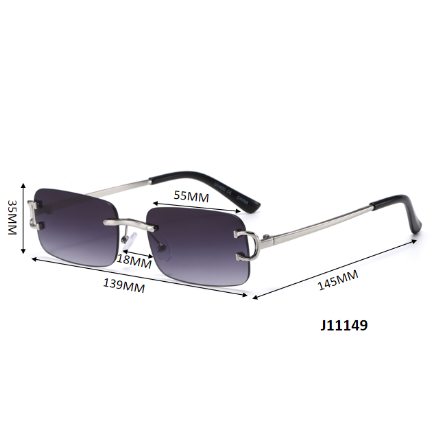 Trendy Unisex Gold Rimless Rectangle Sunglasses J11149