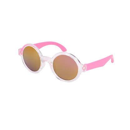 Kids' Round Frame Sunglasses with Colorful Contrast Temples K073