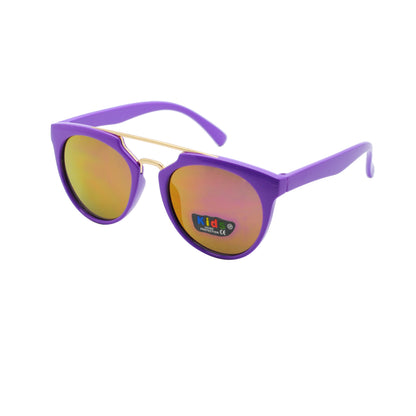Kids' Fashion Mirrored Sunglasses with Gold Top Double Bridge K10043