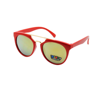 Kids' Fashion Mirrored Sunglasses with Gold Top Double Bridge K10043