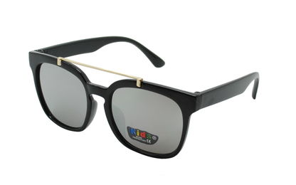 Kids' Modern Square Sunglasses with Top Brow Bar & Mirrored Lenses K10044