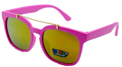 Kids' Modern Square Sunglasses with Top Brow Bar & Mirrored Lenses K10044
