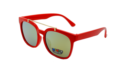 Kids' Modern Square Sunglasses with Top Brow Bar & Mirrored Lenses K10044