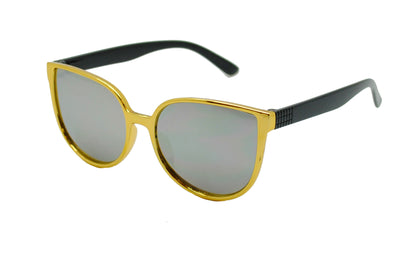 Kids' Metallic Gold Cat-Eye Sunglasses with Colorful Temples K10045
