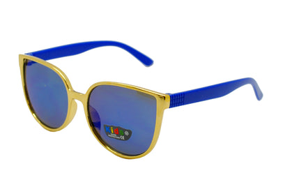 Kids' Metallic Gold Cat-Eye Sunglasses with Colorful Temples K10045