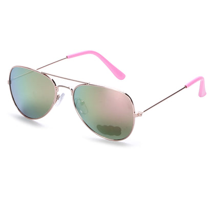 Kids Pilot Style Aviator Sunglasses: Sleek Metal Frames in Multiple Colors K10317