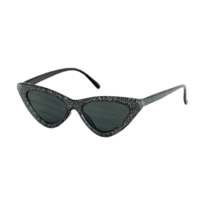 Girls' Retro Glitter Cat-Eye Sunglasses – Narrow Vintage 90s Sparkle Frame K10369