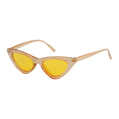 Girls' Retro Glitter Cat-Eye Sunglasses – Narrow Vintage 90s Sparkle Frame K10369