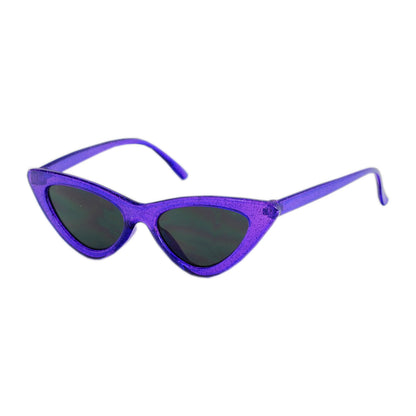 Girls' Retro Glitter Cat-Eye Sunglasses – Narrow Vintage 90s Sparkle Frame K10369