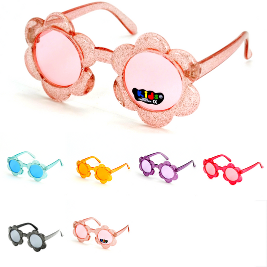 Kids' Flower Shaped Glitter Sunglasses with UV400 Protection K10374