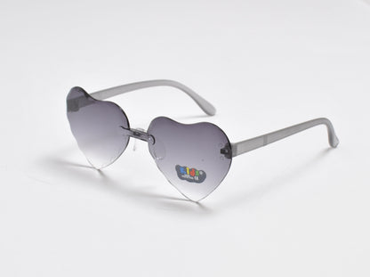 Kids' Rimless Heart-Shaped Sunglasses with Transparent Gradient Lens K10600