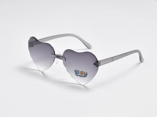 Kids' Rimless Heart-Shaped Sunglasses with Transparent Gradient Lens K10600