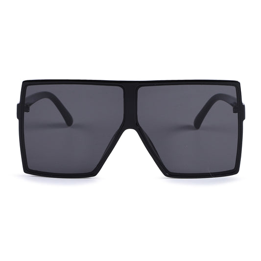 Gradient Lens Oversized Shield Sunglasses in Black P10353-Black