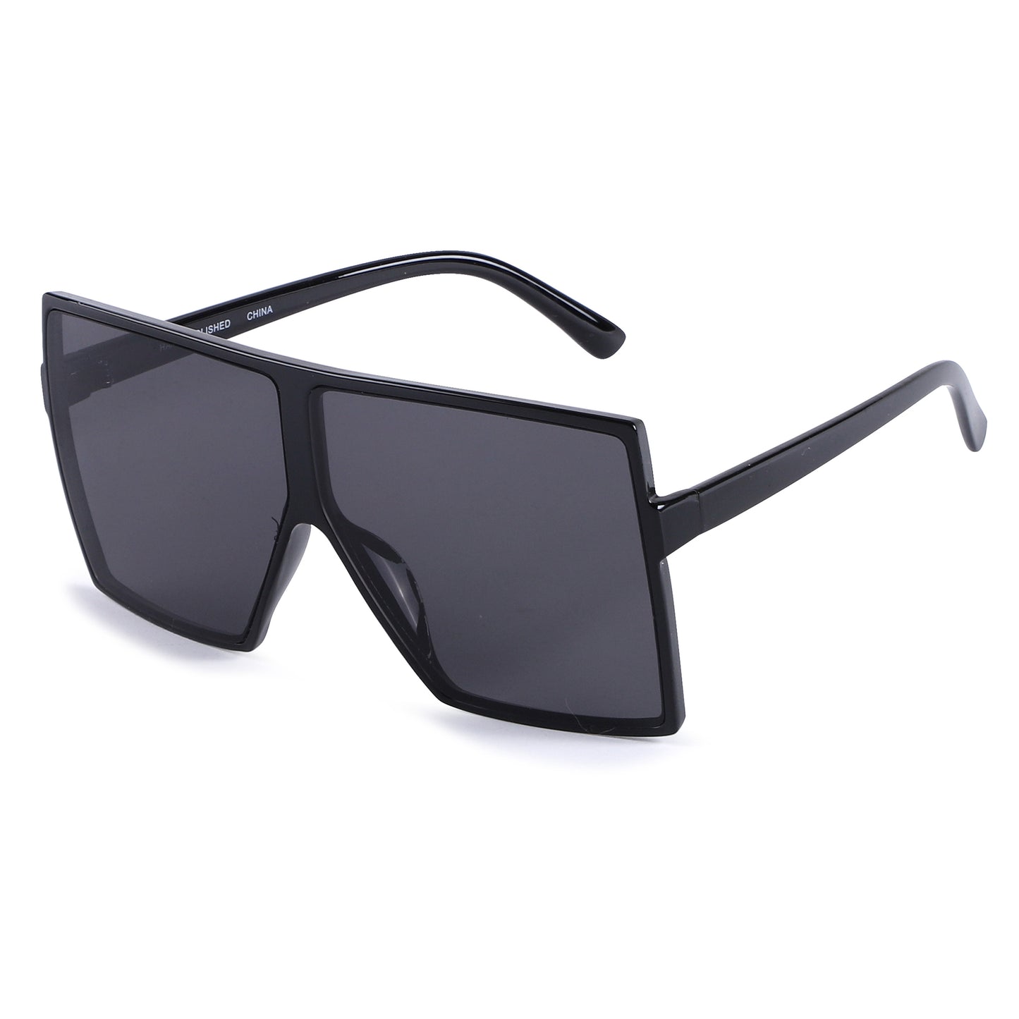 Gradient Lens Oversized Shield Sunglasses in Black P10353-Black