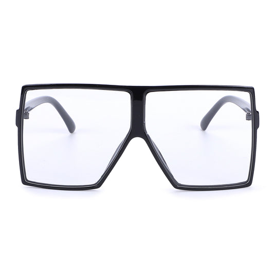 Fashion Oversized Square Shield Frame Clear Glasses P10353-C
