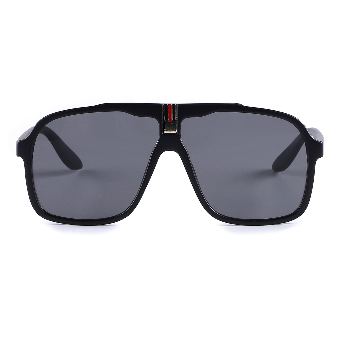 Oversized Square Navigator Sunglasses with Striped Bridge P10897