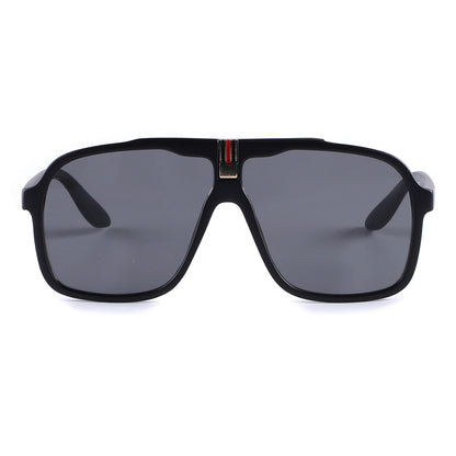 Oversized Square Navigator Sunglasses with Striped Bridge P10897
