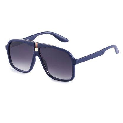 Oversized Square Navigator Sunglasses with Striped Bridge P10897