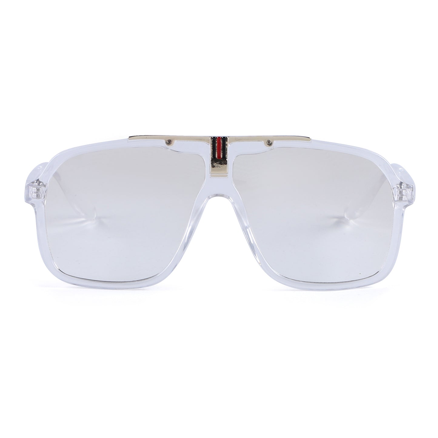 Oversized Square Navigator Sunglasses with Striped Bridge P10897
