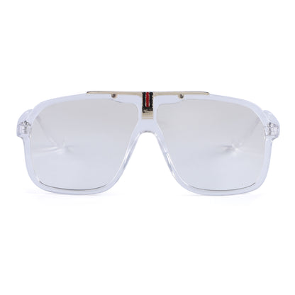 Oversized Square Navigator Sunglasses with Striped Bridge P10897