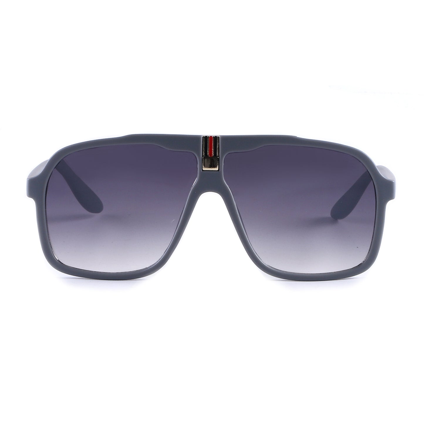 Oversized Square Navigator Sunglasses with Striped Bridge P10897