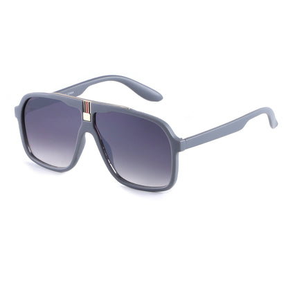 Oversized Square Navigator Sunglasses with Striped Bridge P10897