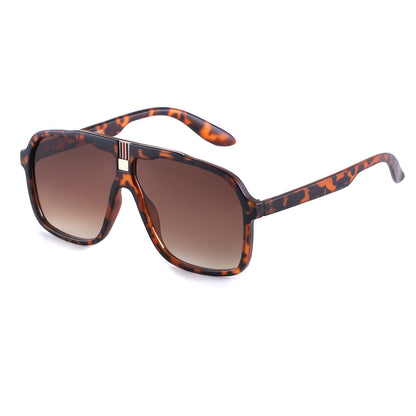 Oversized Square Navigator Sunglasses with Striped Bridge P10897