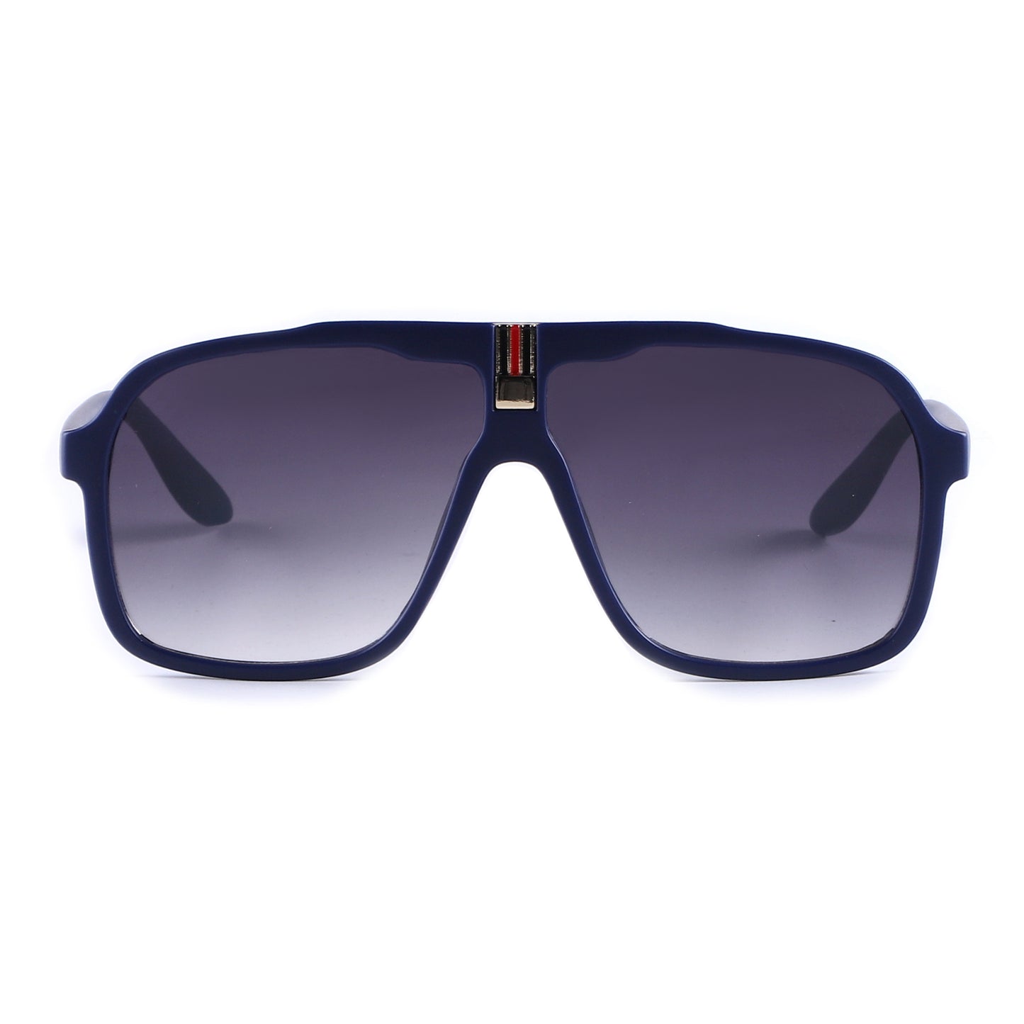 Oversized Square Navigator Sunglasses with Striped Bridge P10897