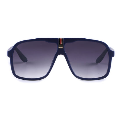 Oversized Square Navigator Sunglasses with Striped Bridge P10897
