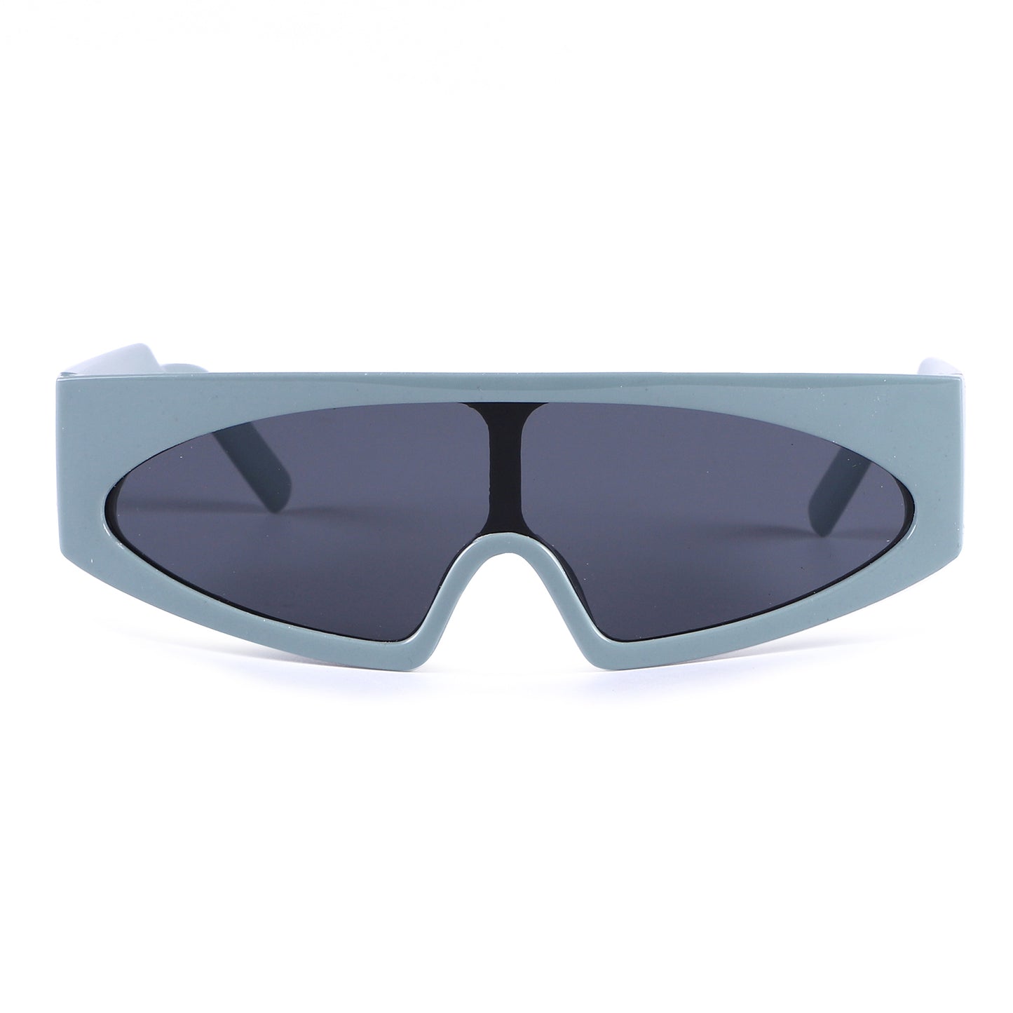 Retro Cyberpunk Shield Sunglasses with Thick Frame and Triple Side Studs Bulk P10931