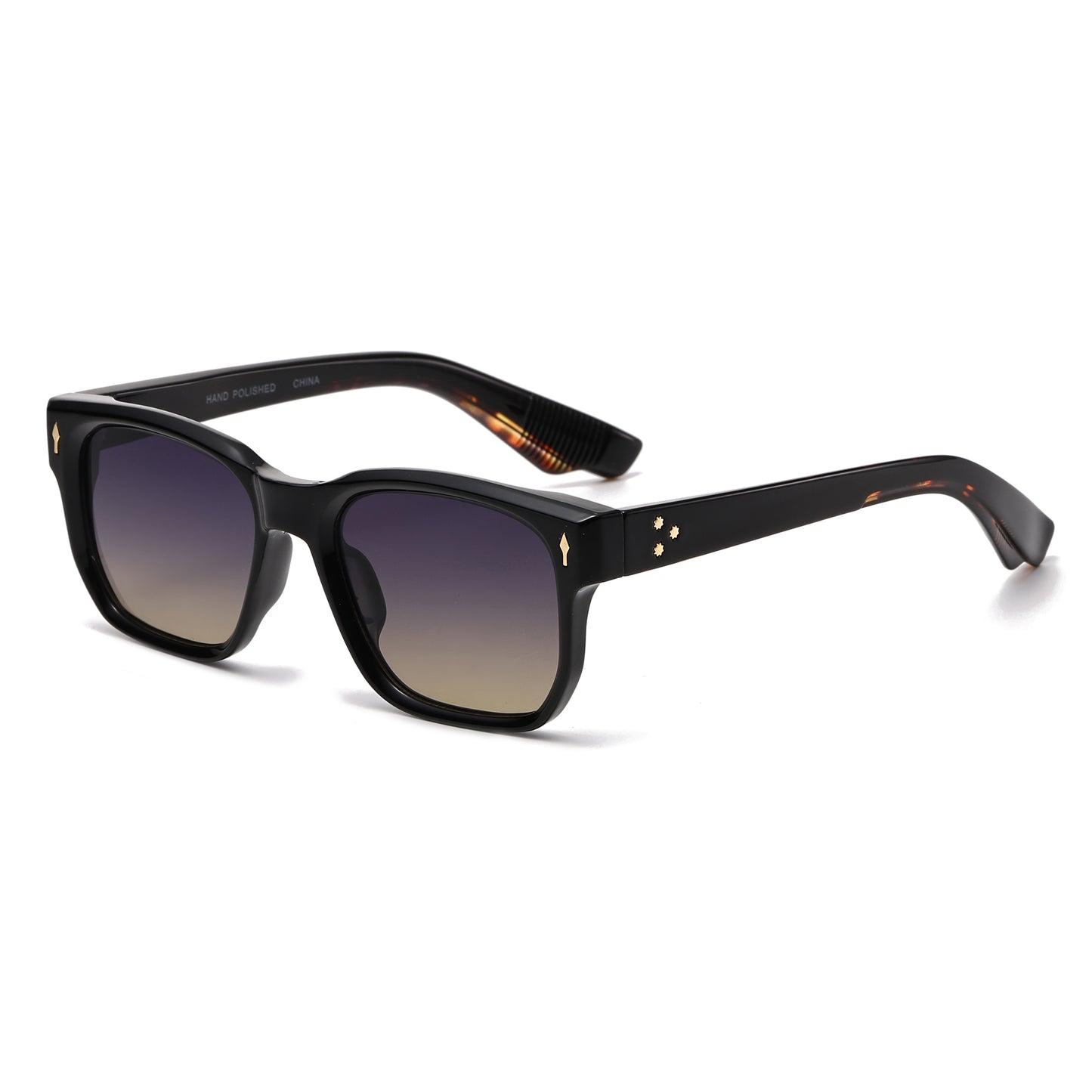 Premuim Square Frame Wayfarer Sunglasses with Gold Accents P11033