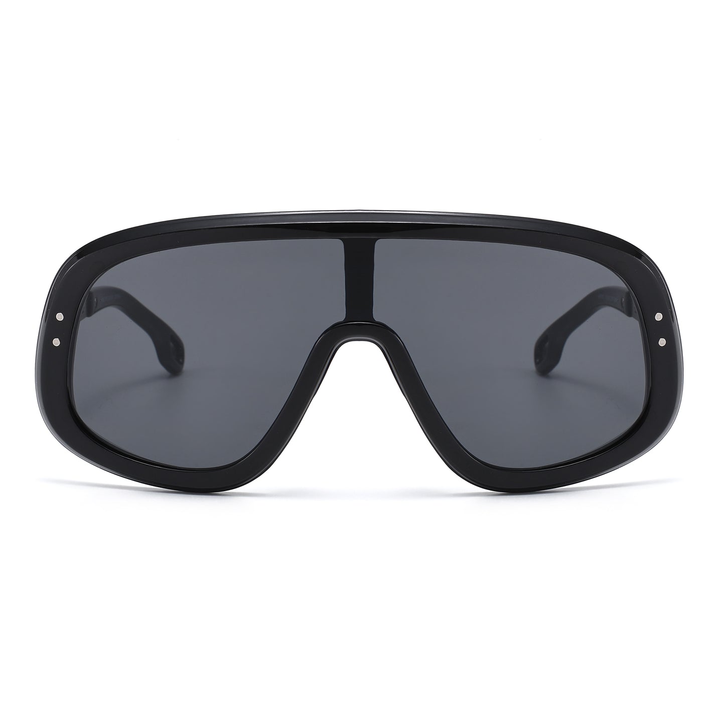 Unisex Oversized Shield Sunglasses wtih Detailed Metal Temples P11122