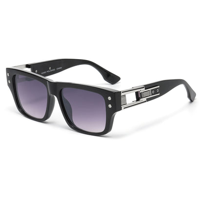 Luxury Square Sunglasses with with Architectural Hollow Temples P11126
