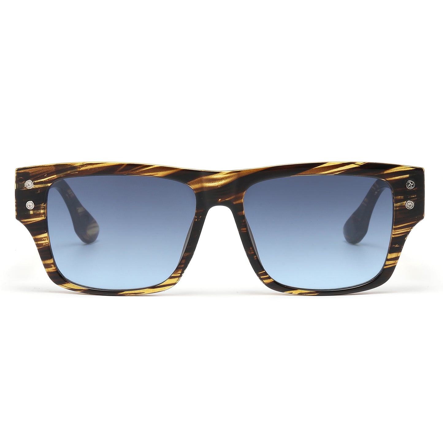 Luxury Square Sunglasses with with Architectural Hollow Temples P11126