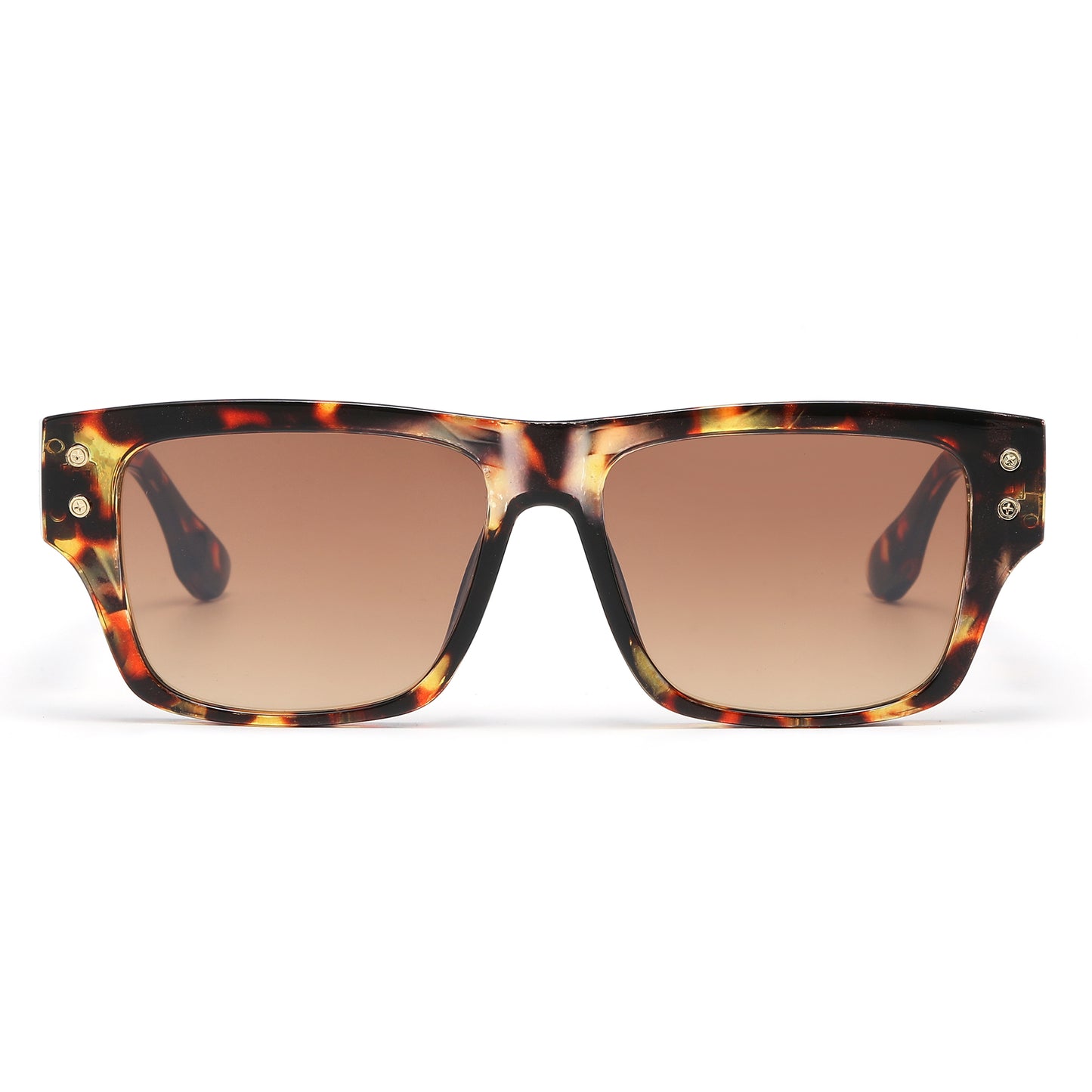 Luxury Square Sunglasses with with Architectural Hollow Temples P11126