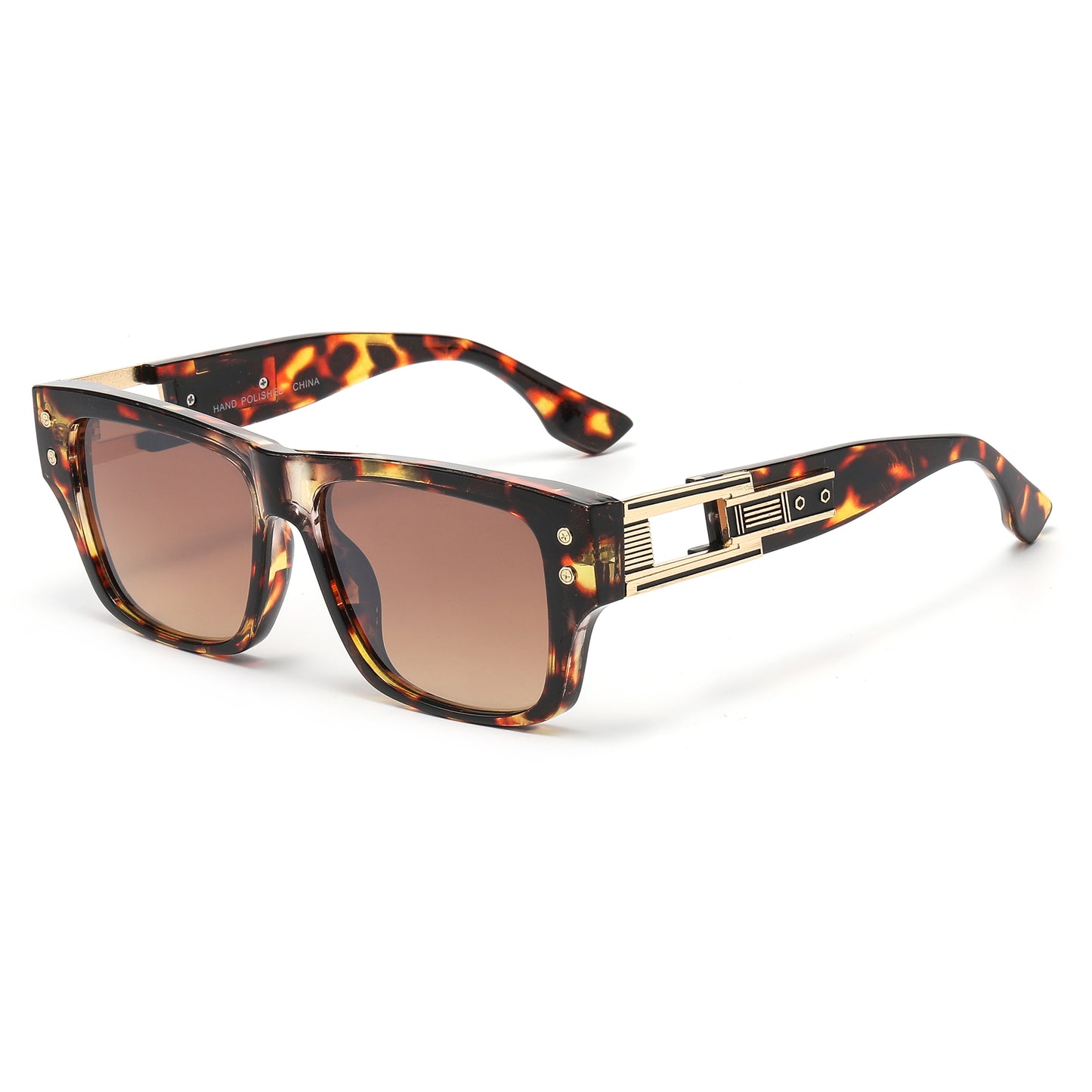 Luxury Square Sunglasses with with Architectural Hollow Temples P11126