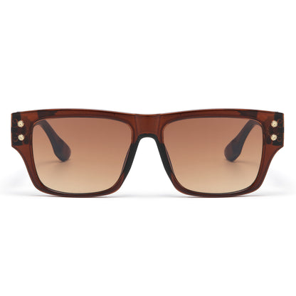 Luxury Square Sunglasses with with Architectural Hollow Temples P11126