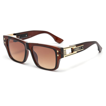 Luxury Square Sunglasses with with Architectural Hollow Temples P11126