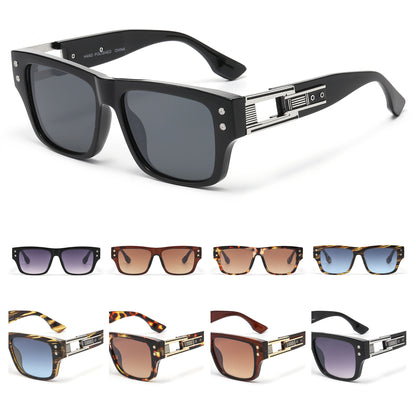 Luxury Square Sunglasses with with Architectural Hollow Temples P11126