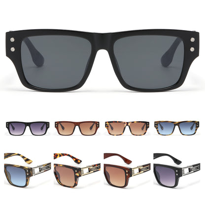 Luxury Square Sunglasses with with Architectural Hollow Temples P11126