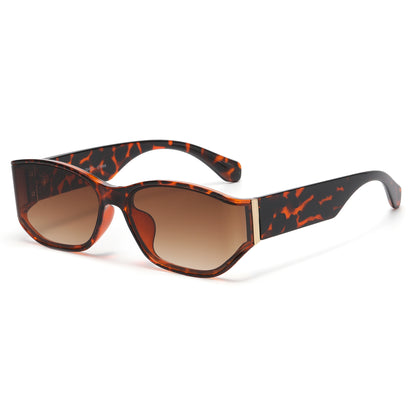Unisex Rectangular Sunglasses with Gold Hinge Detail P11136